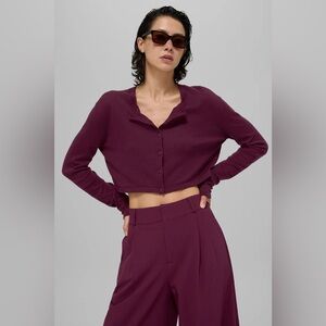 ALO Yoga Supernatural Sweater Cardigan in Burgundy L